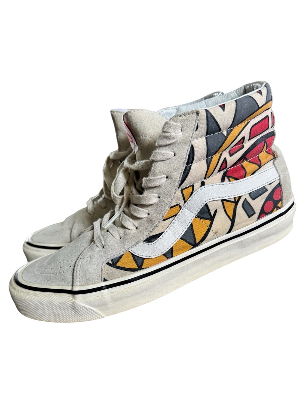 Vans Sk-8 HI Canvas Sneakers in Cream with Multicolor Graphic Size 11